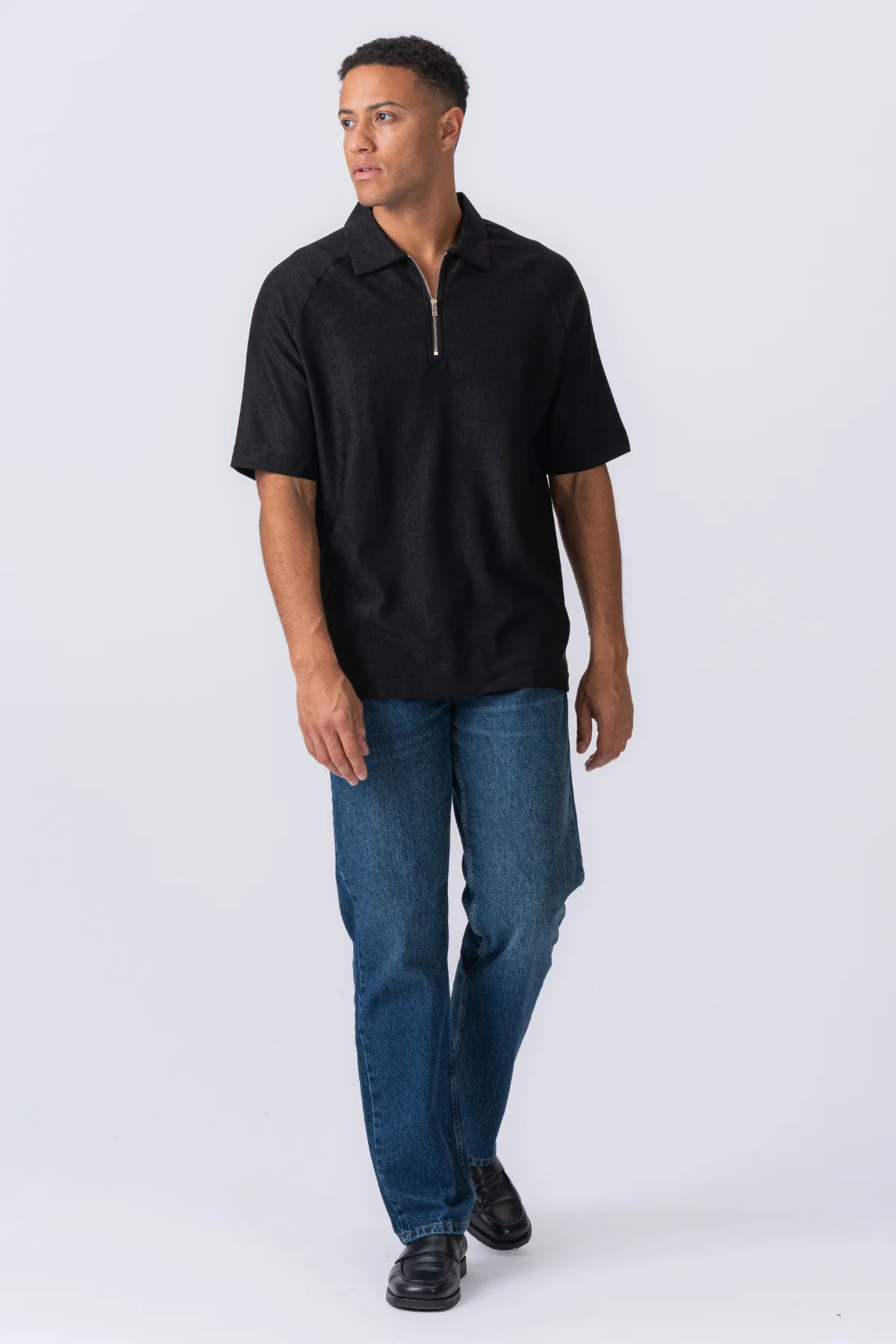 Enzo Kurzarm halbe Zip - Schwarz - Image 8
