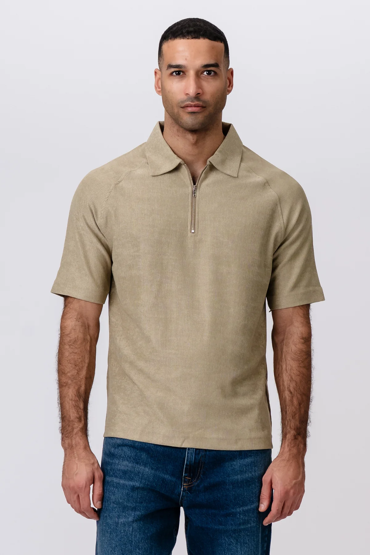 Enzo Kurzarm halbe Zip - Khaki