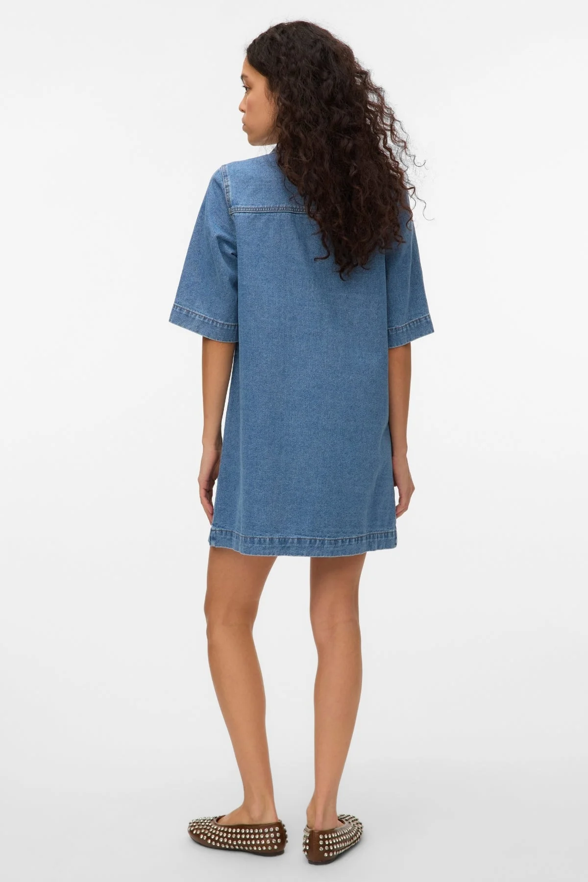 Fenja Short Denim Kleid - mittelblauer Denim - Image 4