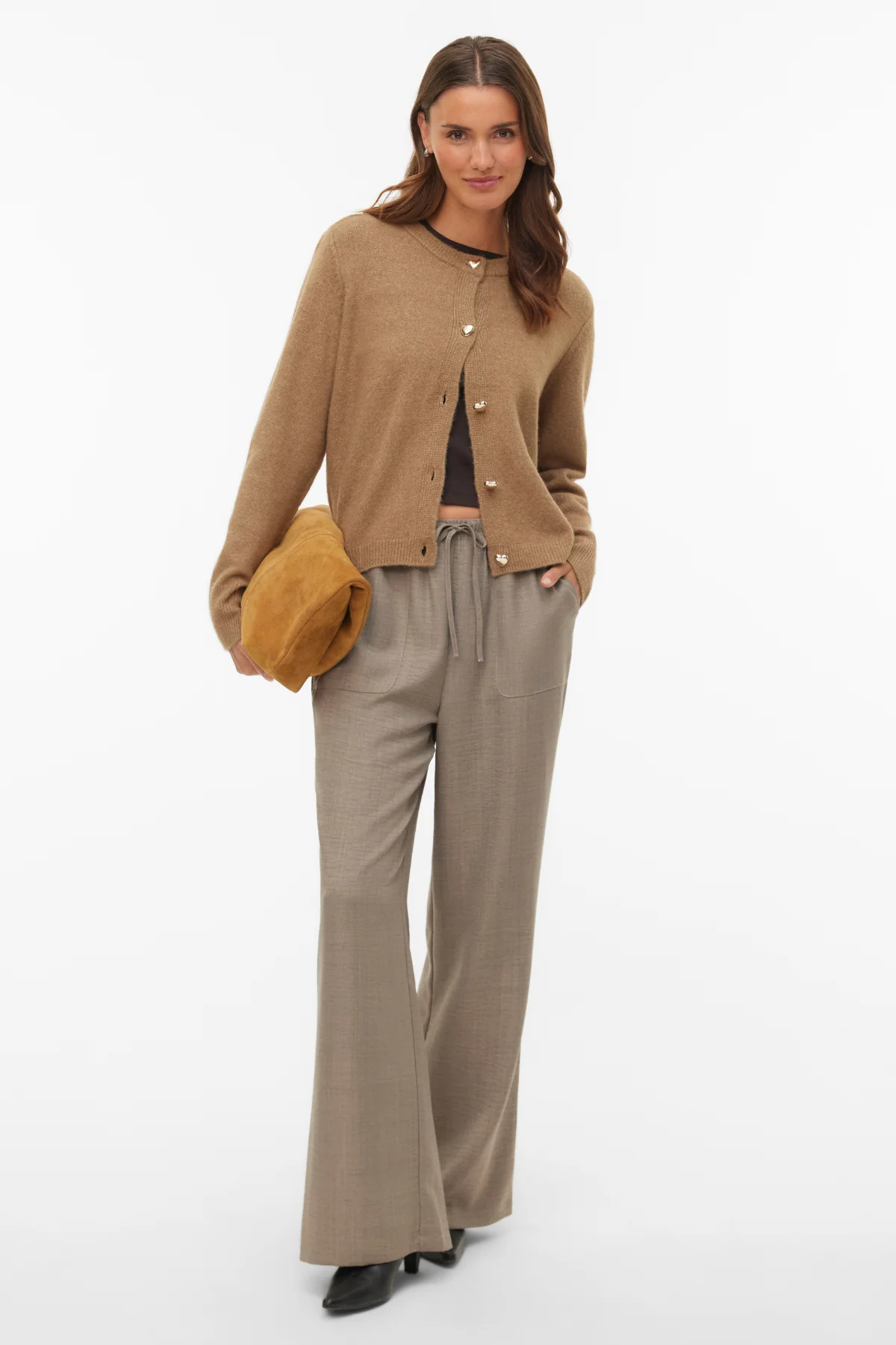 Fiona-Cardigan mit kurzen Knöpfen – Silver Mink Melange - Image 2