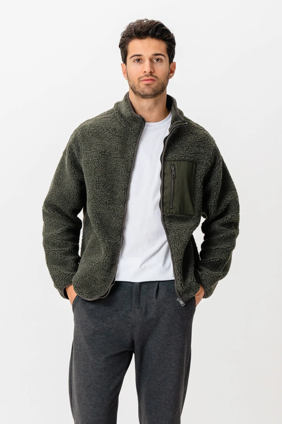 Fleecejacke - dunkle Olive