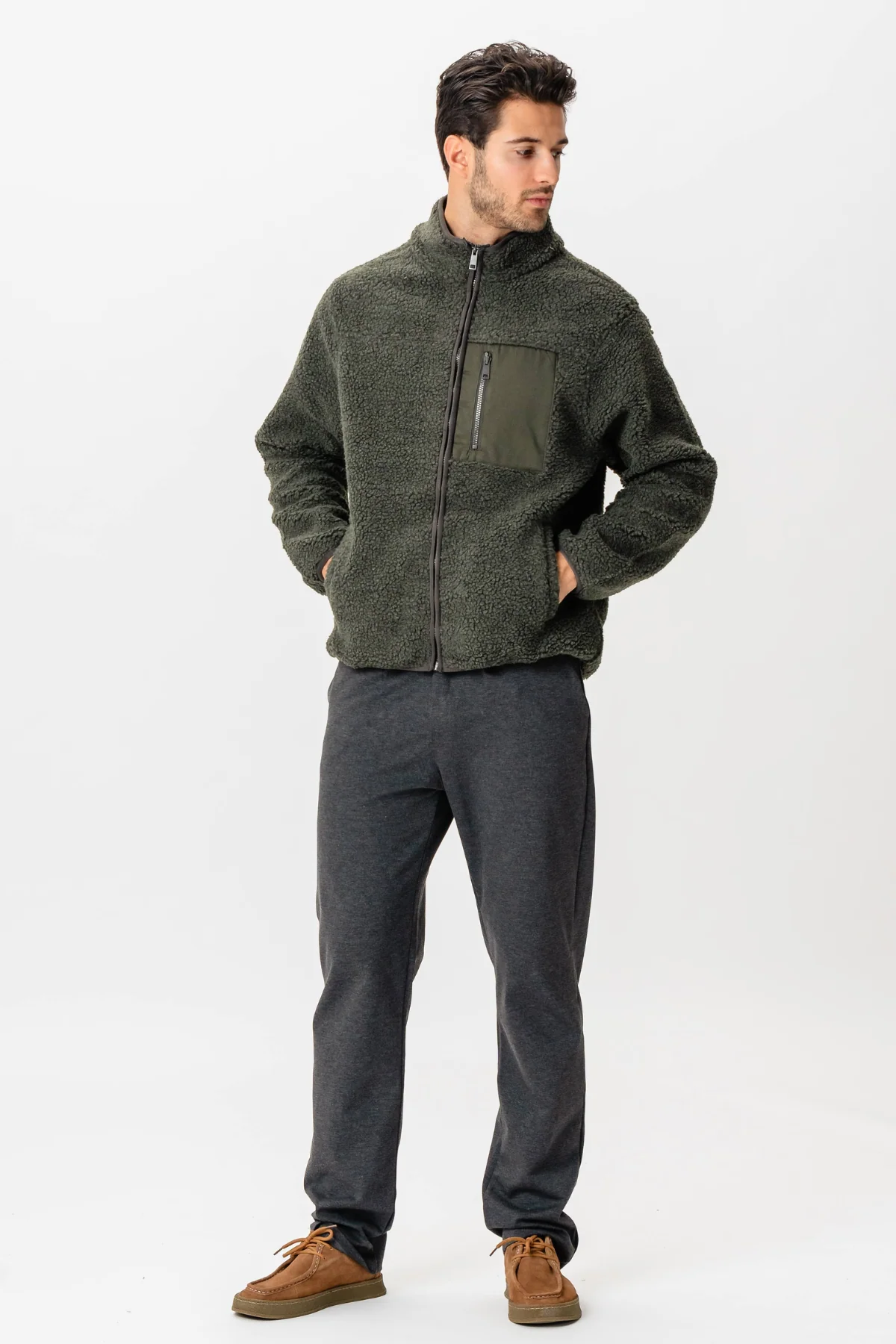 Fleecejacke - dunkle Olive - Image 4