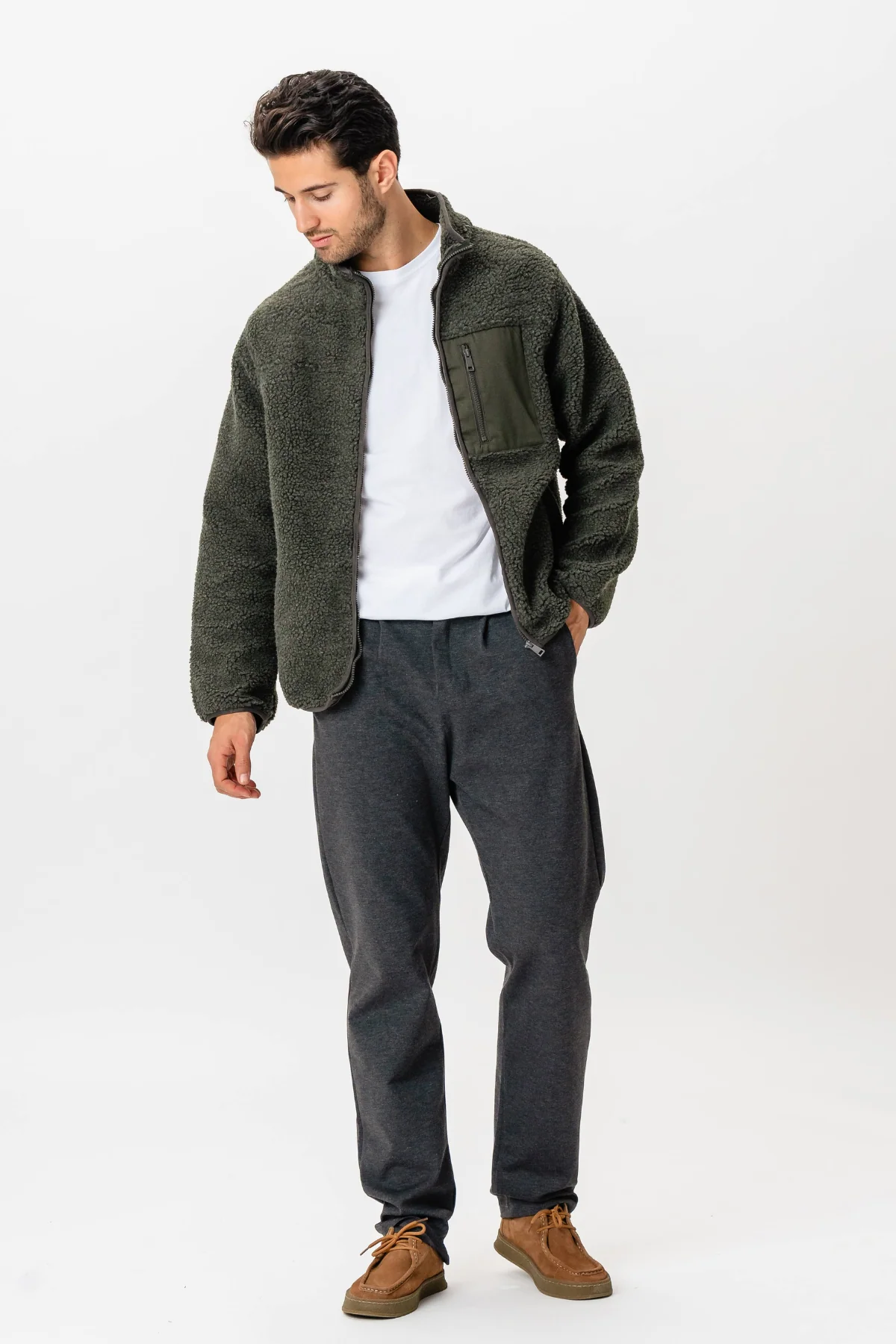 Fleecejacke - dunkle Olive - Image 5