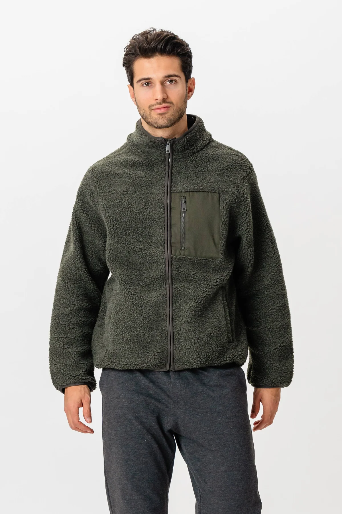 Fleecejacke - dunkle Olive - Image 6