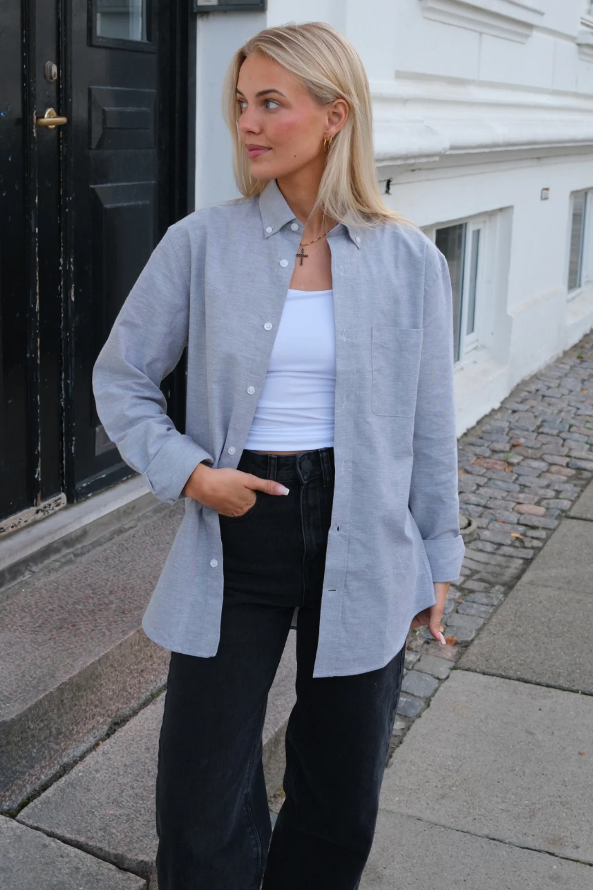 Freund Oxford Hemd - grau - Image 5
