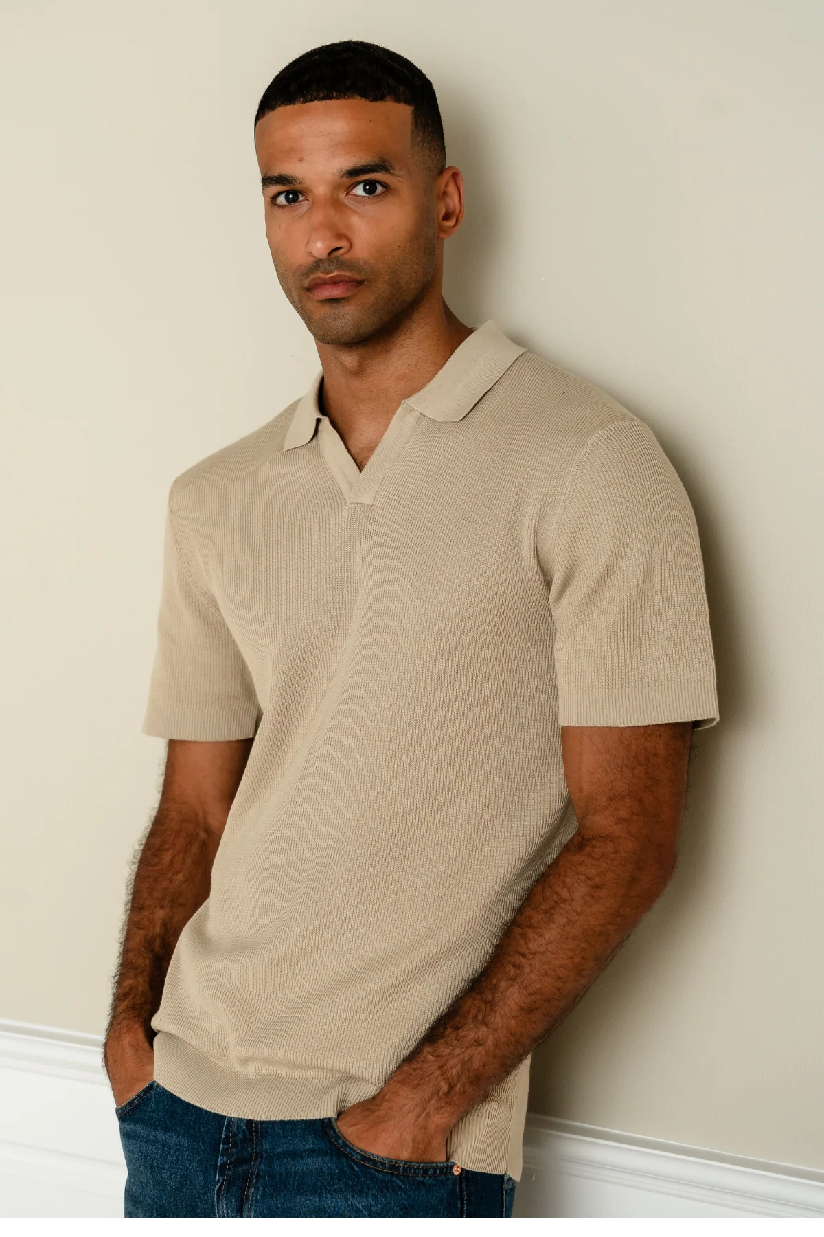 George gestrickt Polo - Beige - Image 3