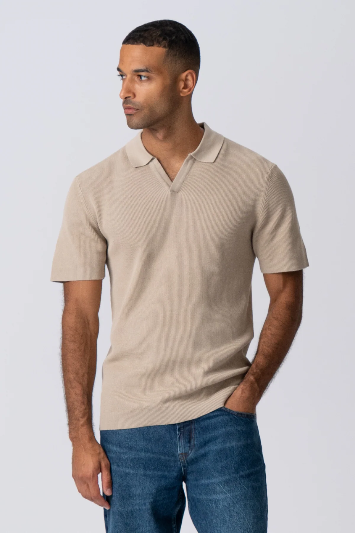 George gestrickt Polo - Beige - Image 5