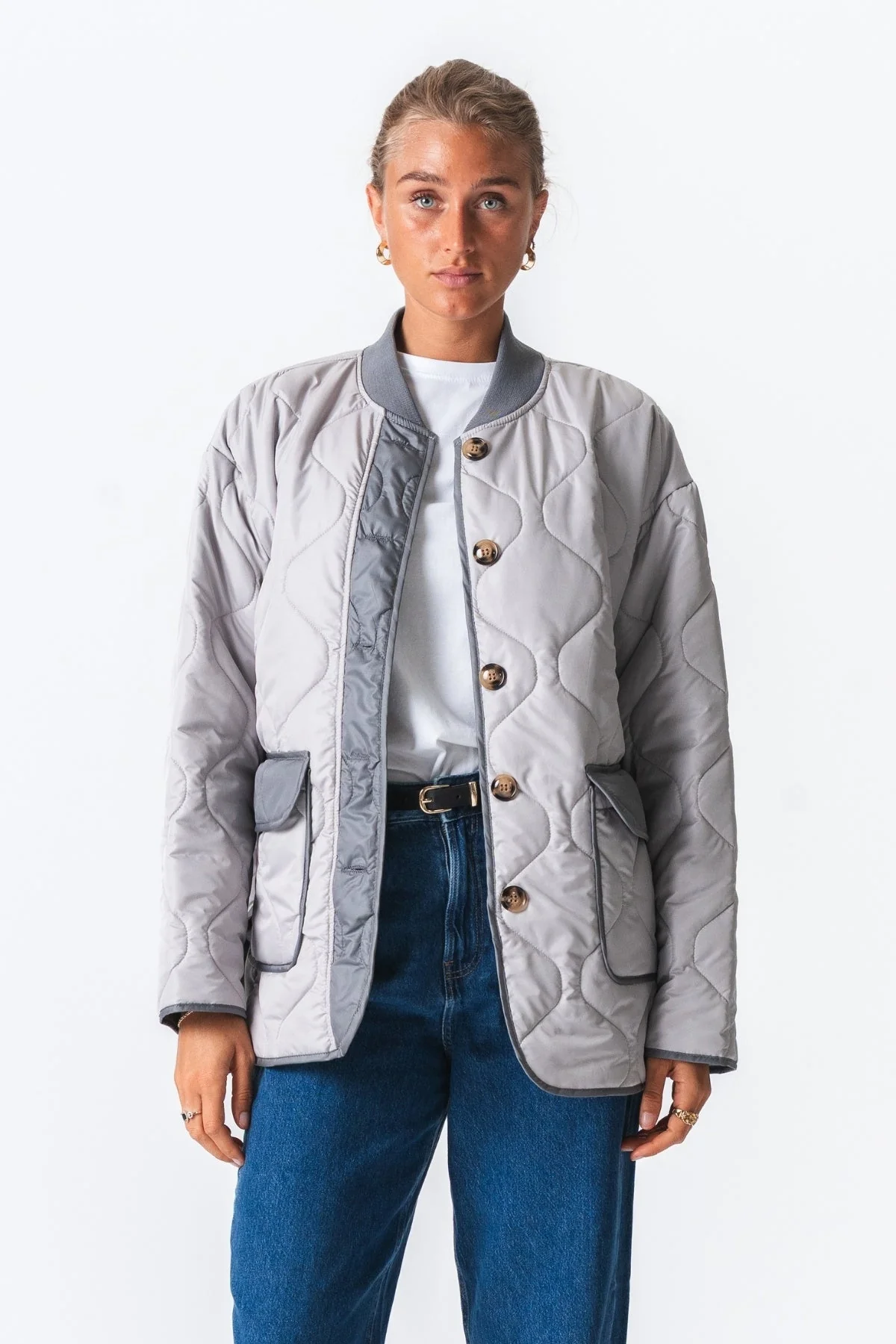 Gesteppte Blockjacke - grau