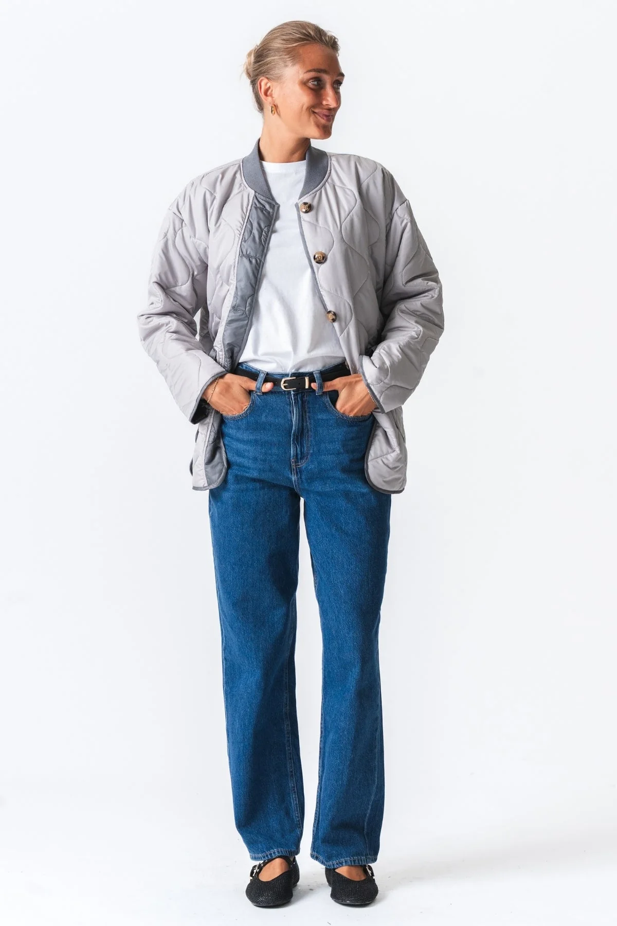 Gesteppte Blockjacke - grau - Image 4