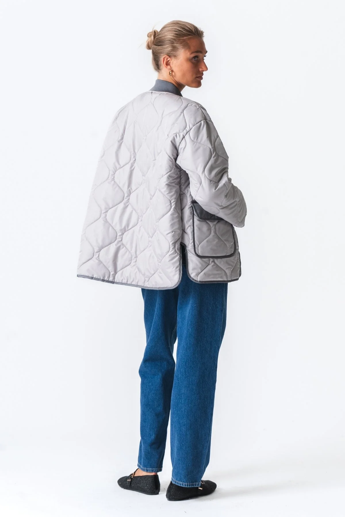 Gesteppte Blockjacke - grau - Image 5