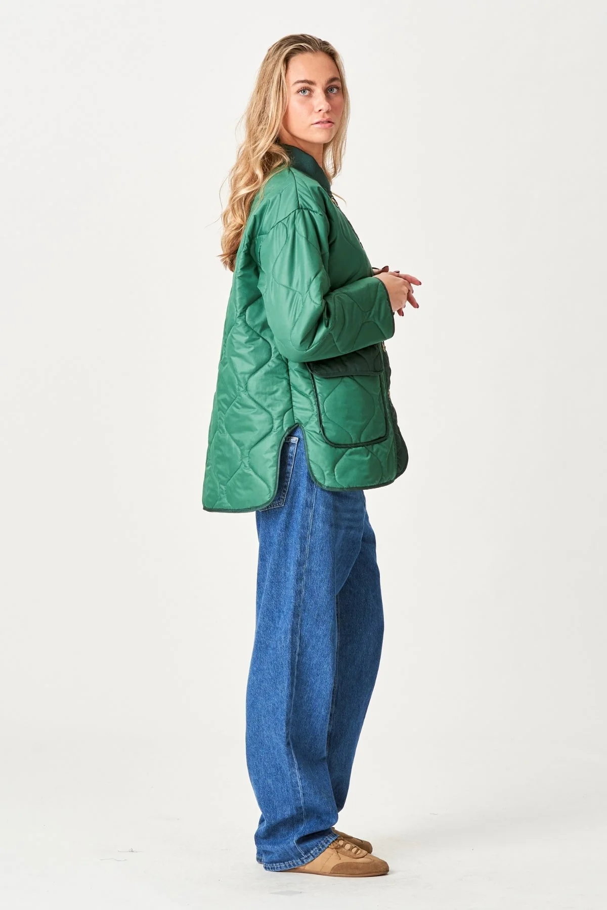 Gesteppte Blockjacke - grün - Image 4