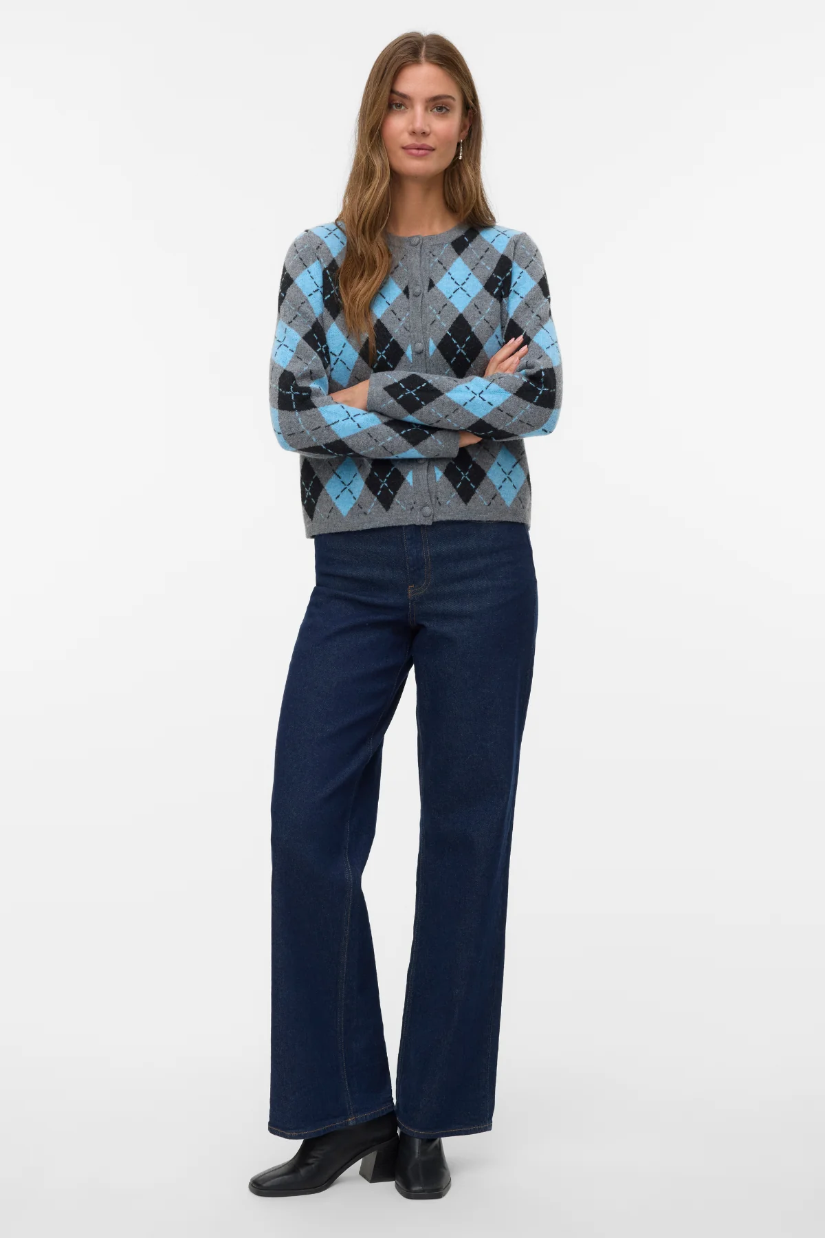 Giorgia O -Neck -Strickjacke - mittelgraue Melange - Image 2
