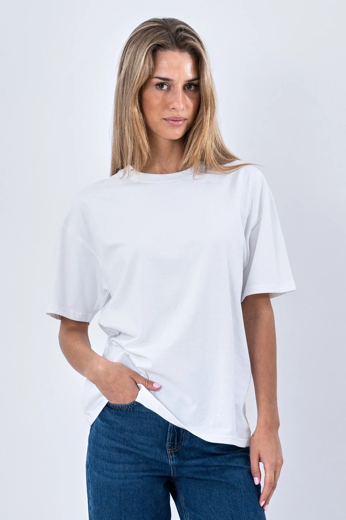 Schweres Boxfit-T-Shirt – Weiß