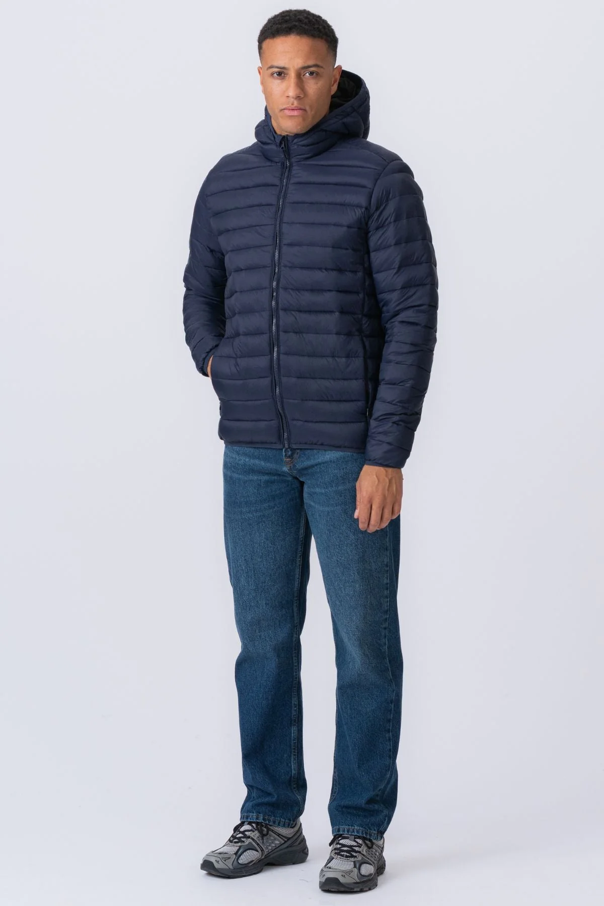 Leichte Pufferjacke mit Kapuze - Navy - Image 3