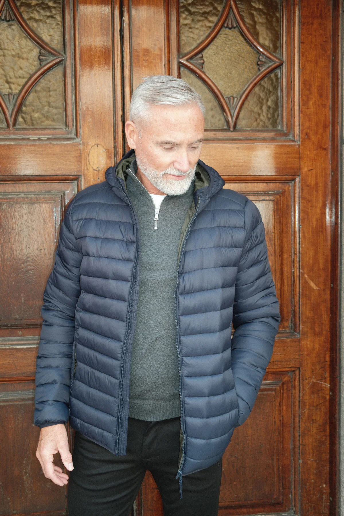 Leichte Pufferjacke mit Kapuze - Navy - Image 7