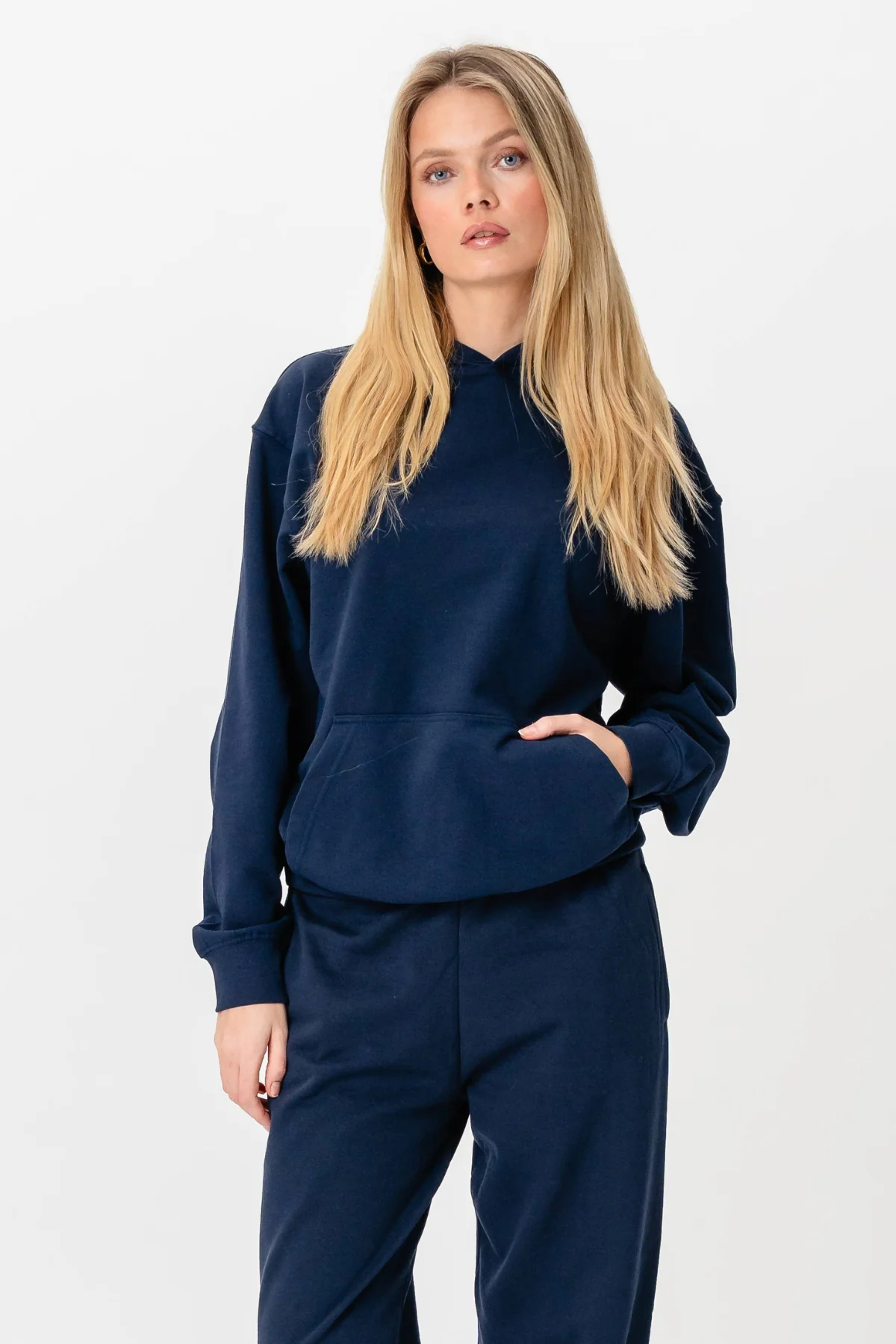 Hoodie ohne Kordelmine - Marine - Image 4