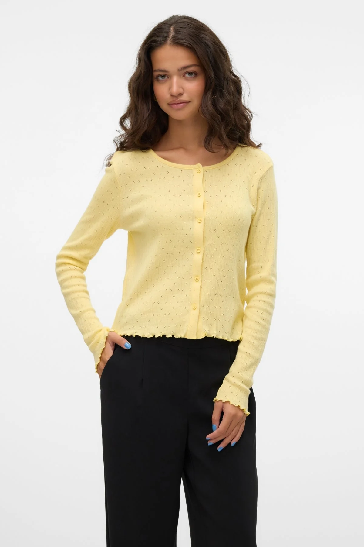 Isa O -Neck -Strickjacke - Anisblume