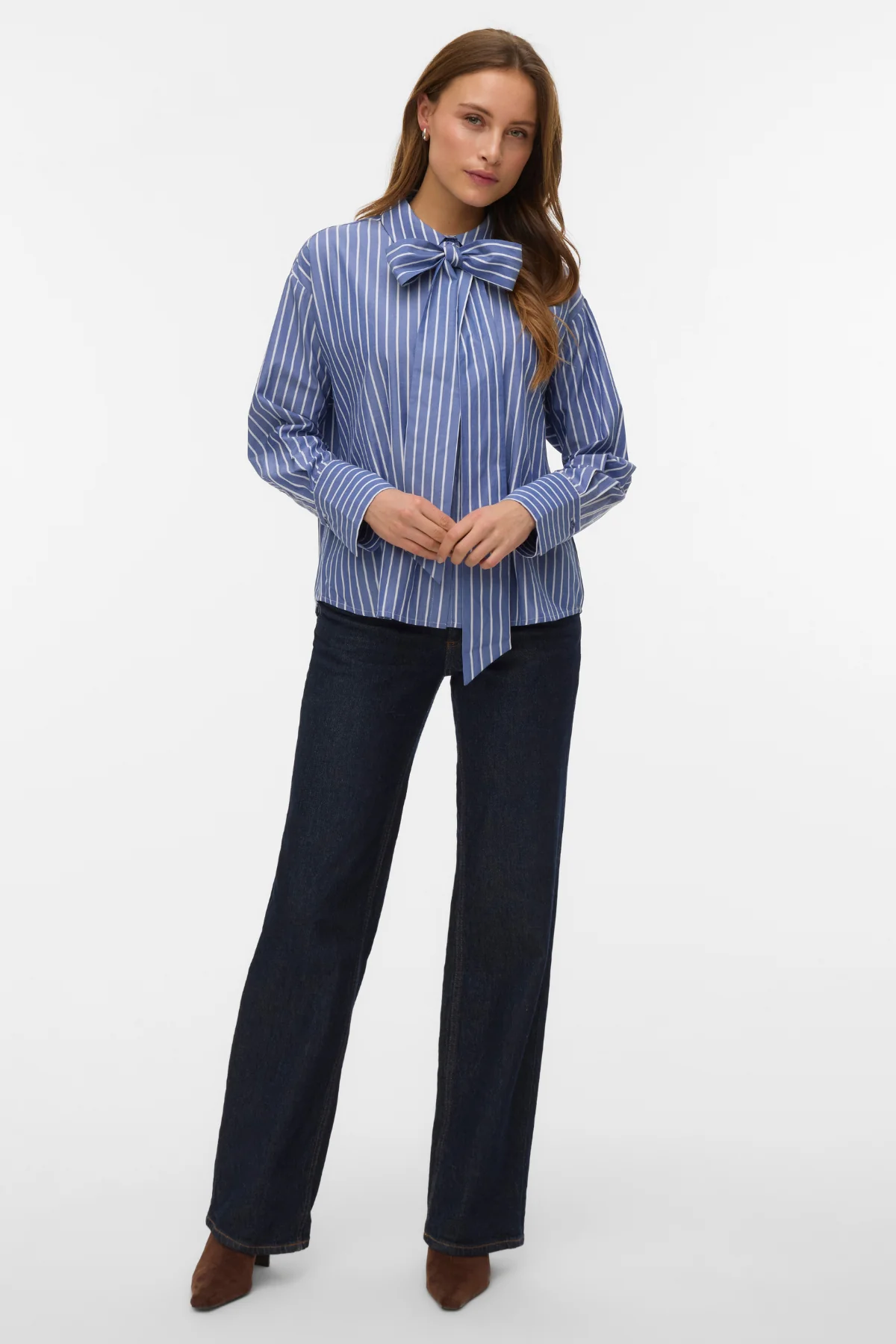 Islunn Bow Shirt – Dark Denim Snow White - Image 2