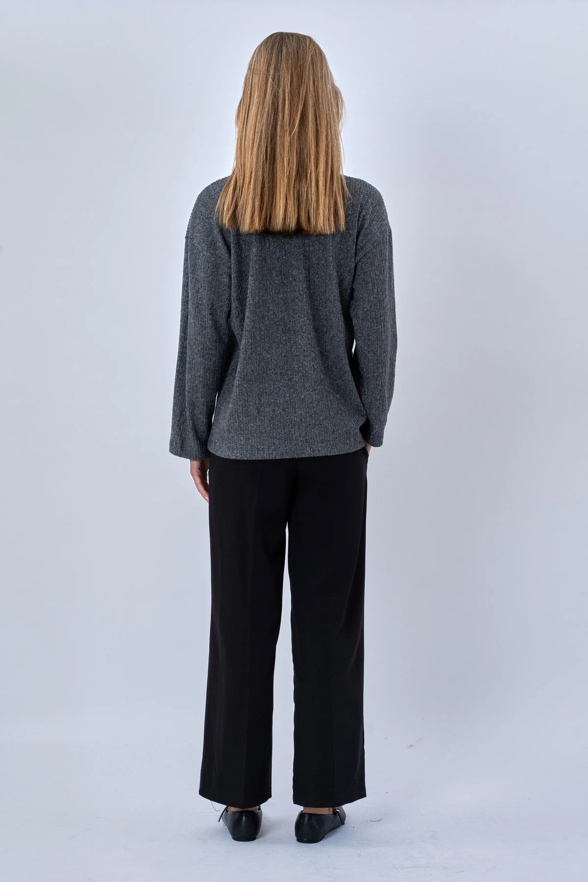 Ivy Krawattenbluse gestrickt – Grau - Image 4