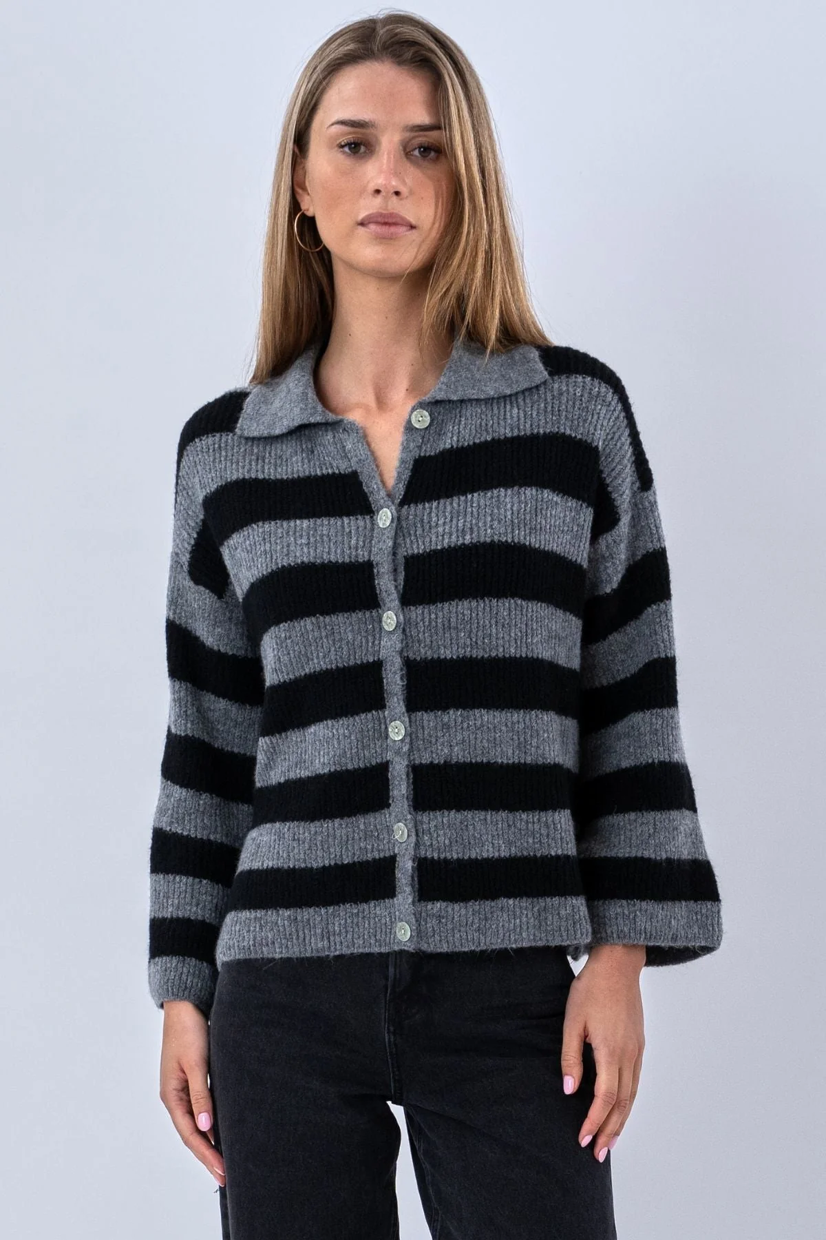 Josie Polo-Strick - Grau/Schwarz