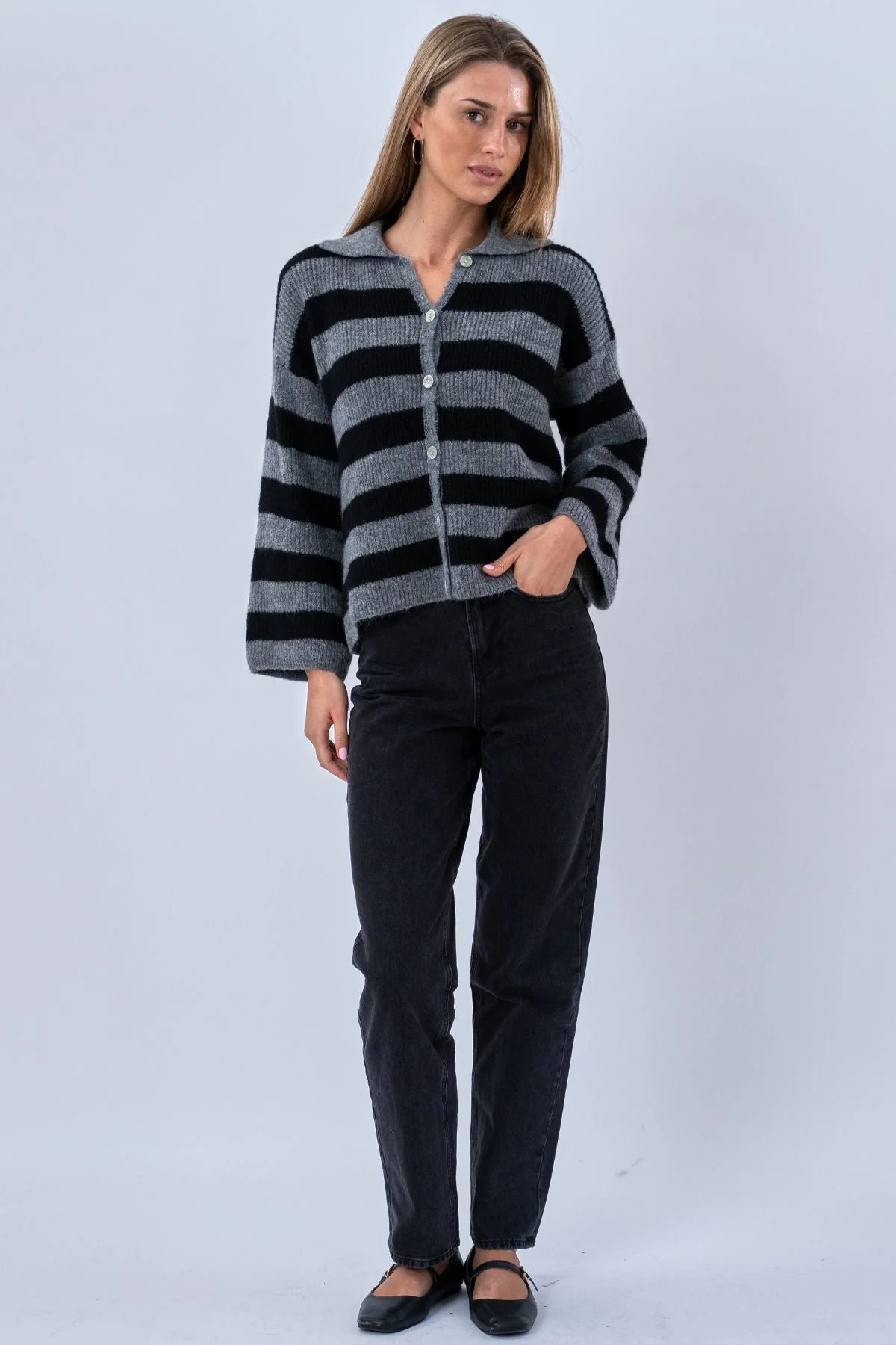 Josie Polo-Strick - Grau/Schwarz - Image 2