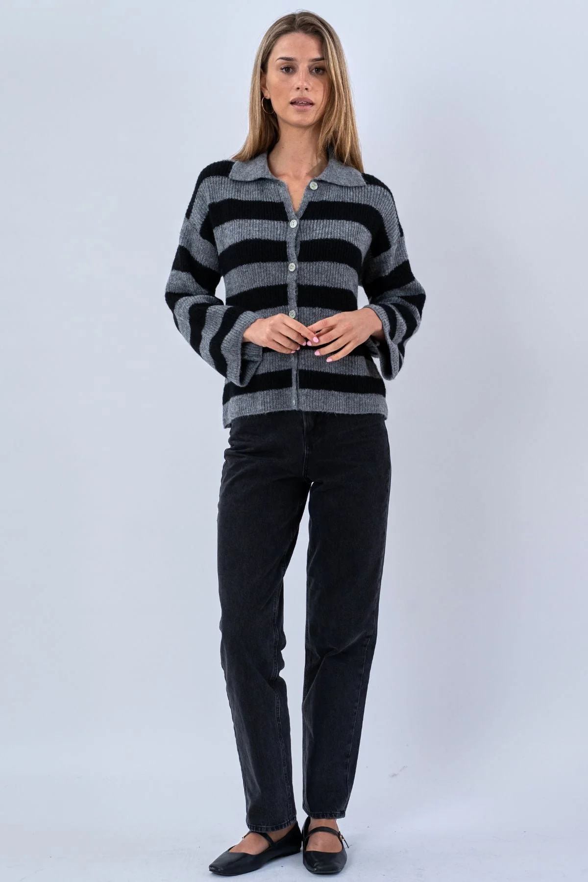 Josie Polo-Strick - Grau/Schwarz - Image 4
