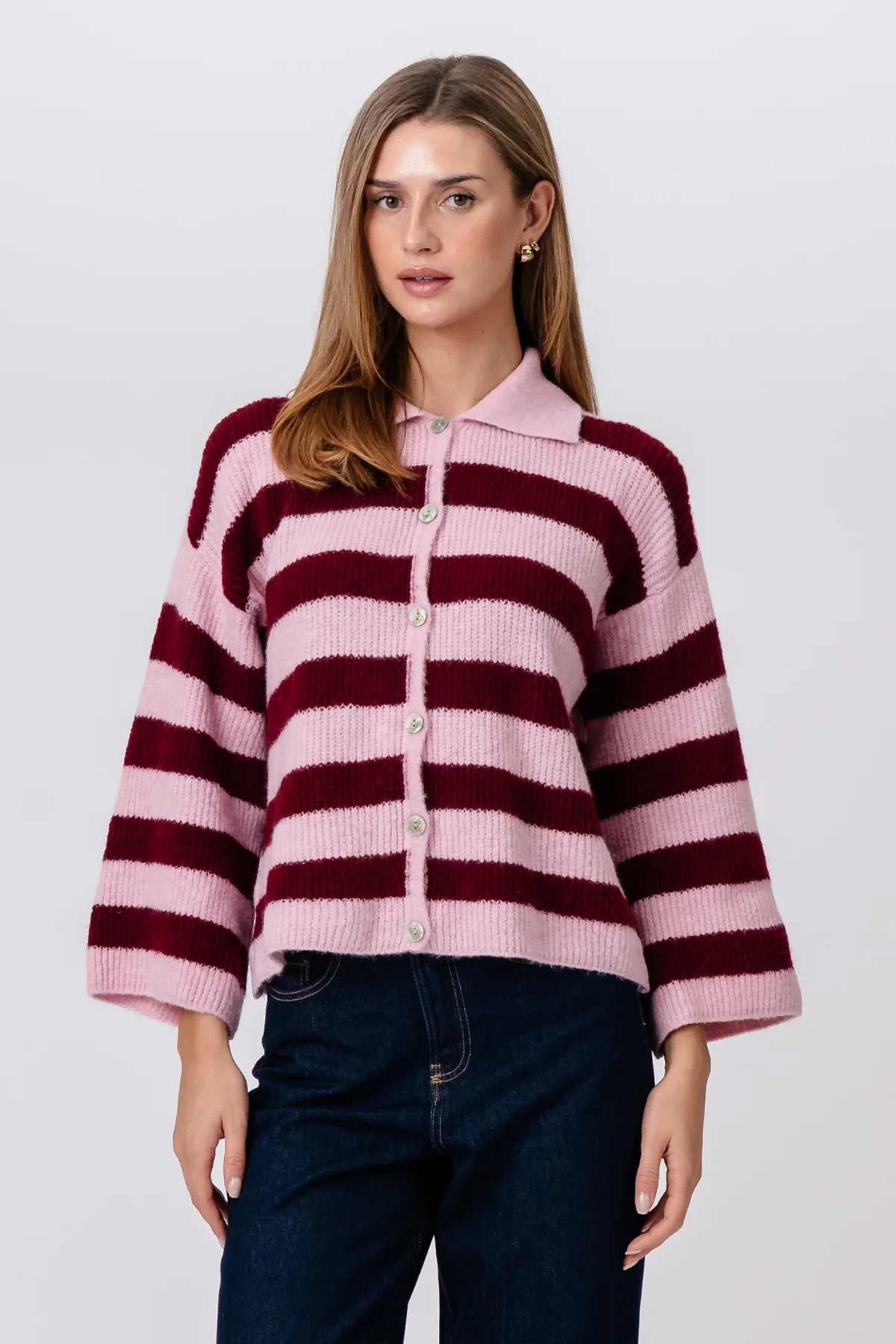 Josie Polo Knit – Rosa/Burgund