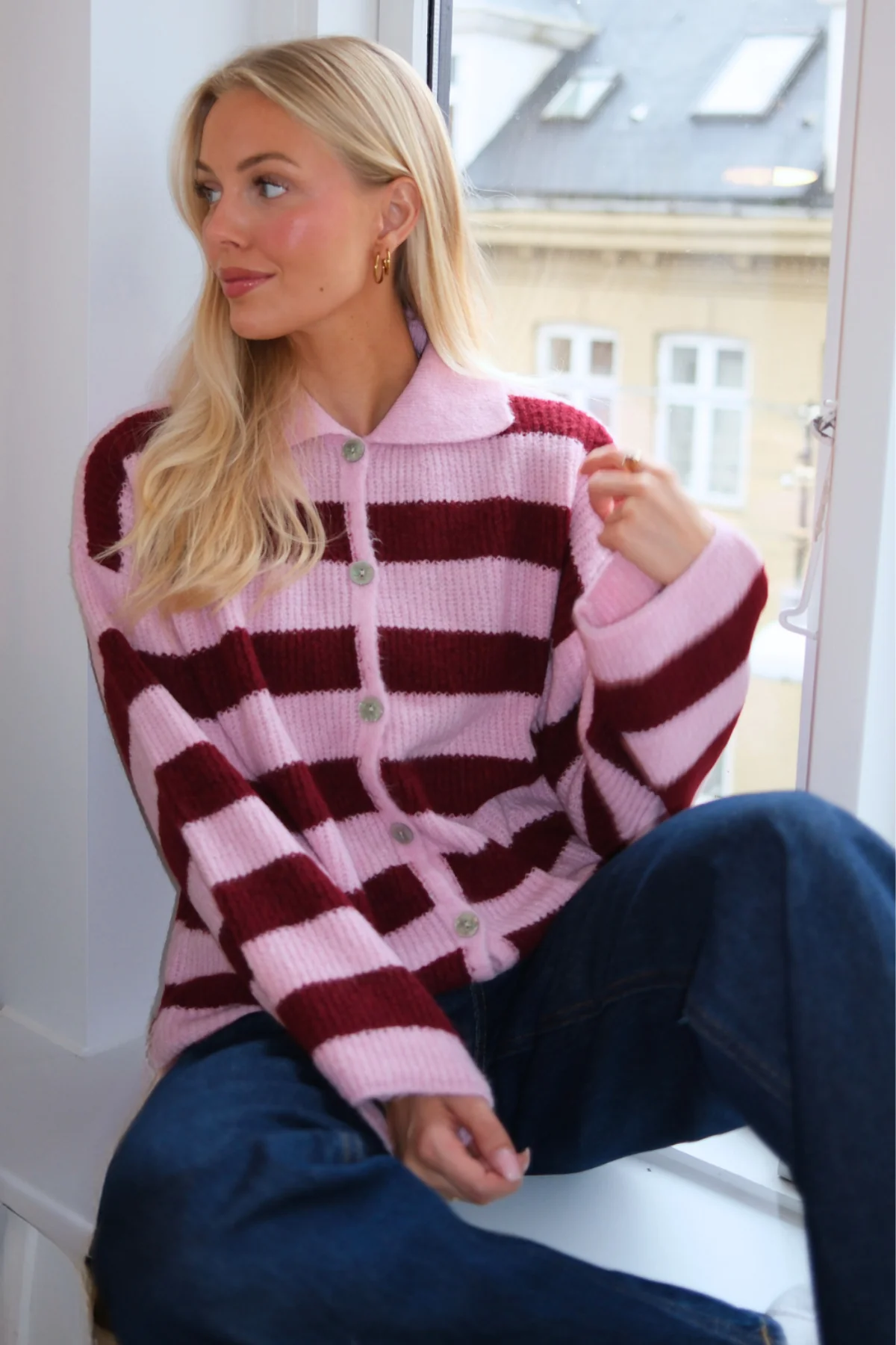 Josie Polo Knit – Rosa/Burgund - Image 3
