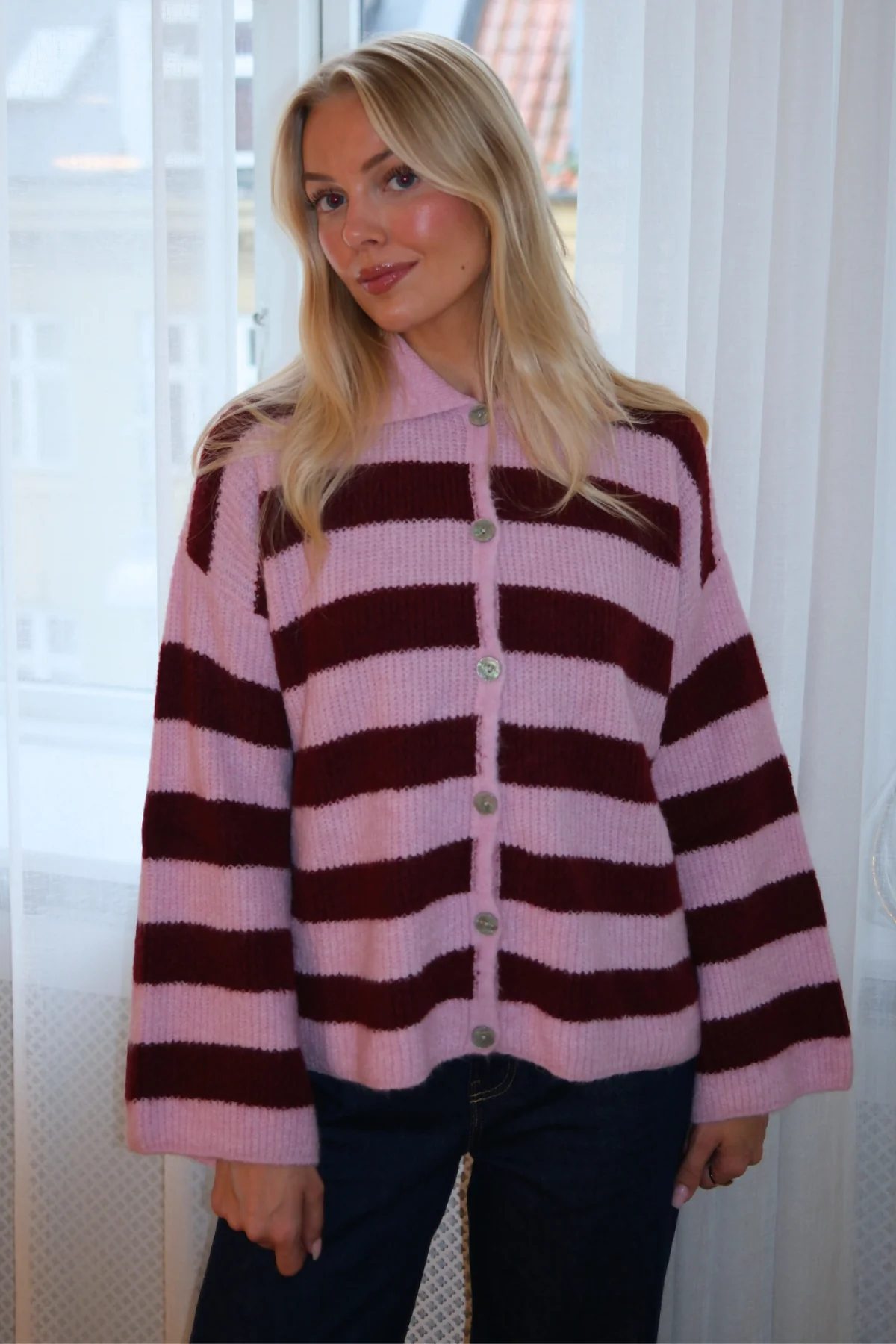 Josie Polo Knit – Rosa/Burgund - Image 4