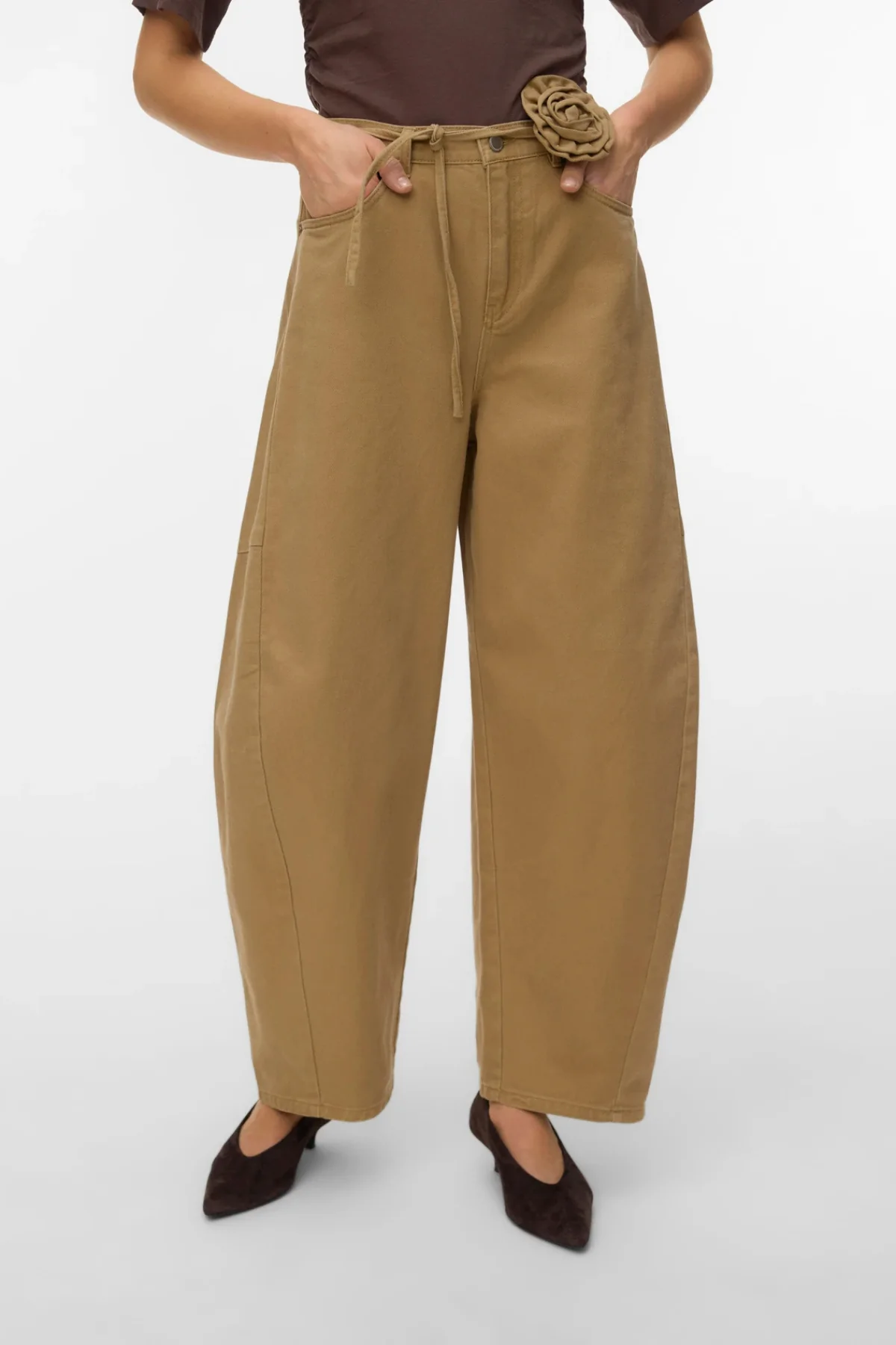 Kaitlin Wide Coloured Barrel Jeans – Kelp