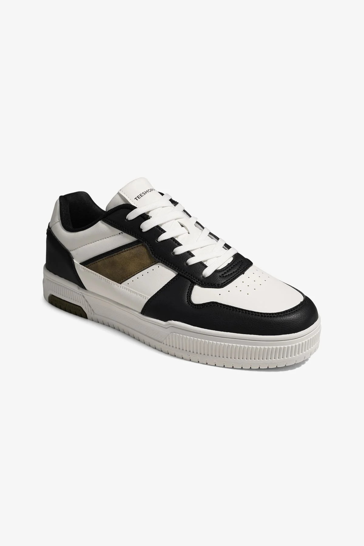 Klassischer Sneaker - Weiß/Schwarz/Khaki - Image 2