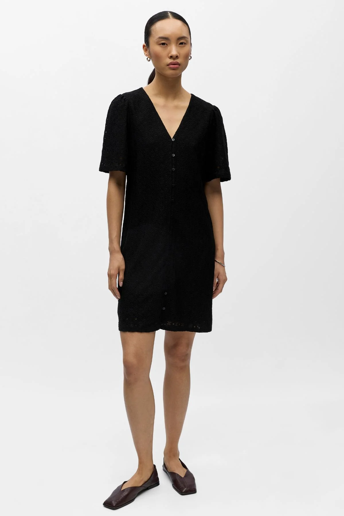 Laila Kleid mit V-Ausschnitt - Schwarz - Image 2