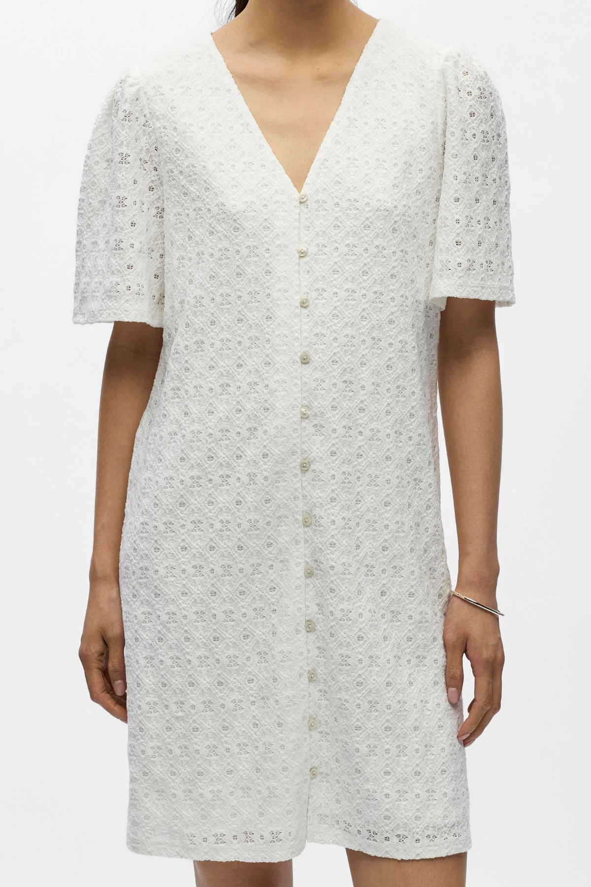 Laila Kleid mit V-Ausschnitt – Cloud Dancer - Image 3