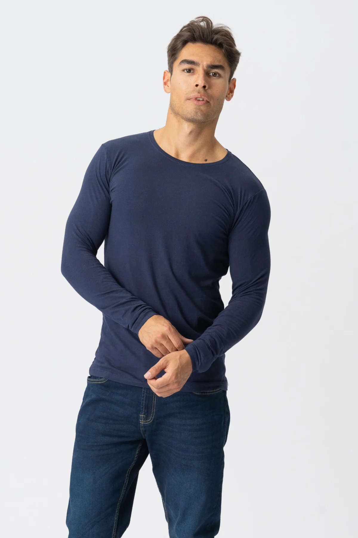 Langarm Muscle T -Shirt - Marine - Image 3