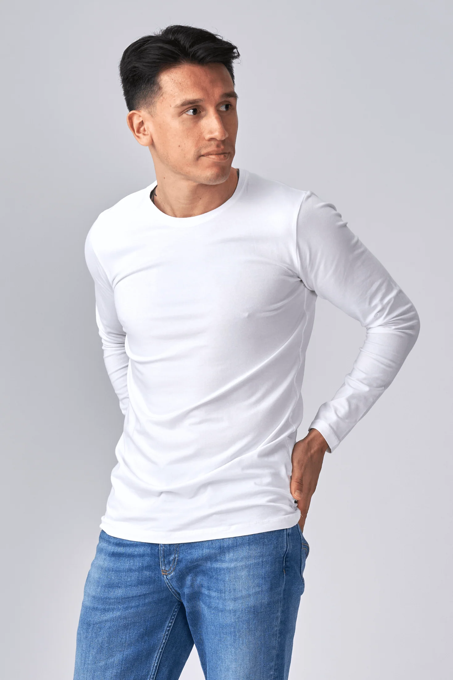 Langarm Muscle T -Shirt - Weiß - Image 2