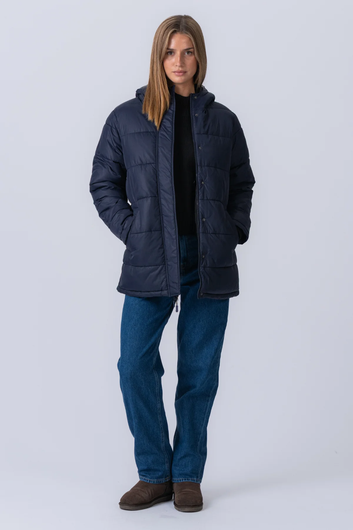 Lange Pufferjacke - Marine - Image 4