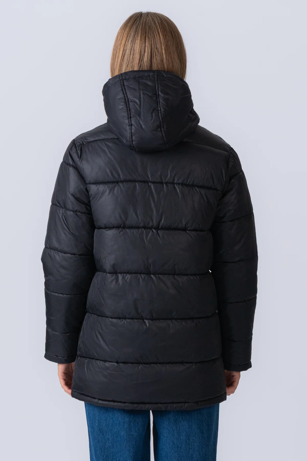 Lange Pufferjacke - Schwarz - Image 5