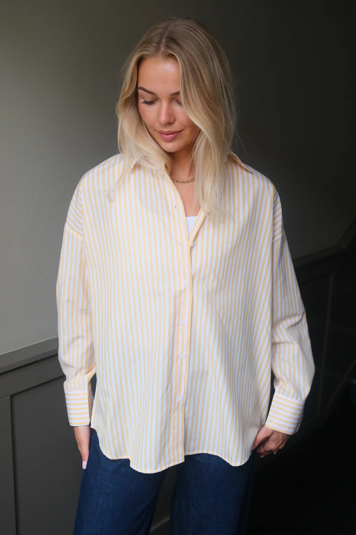 Layla gestreiftes Hemd - Gelb - Image 3