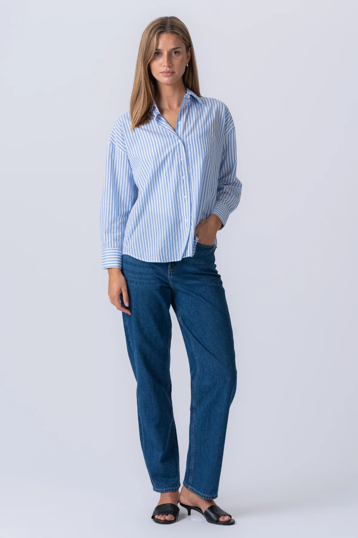 Layla gestreiftes Hemd - Hellblau - Image 4