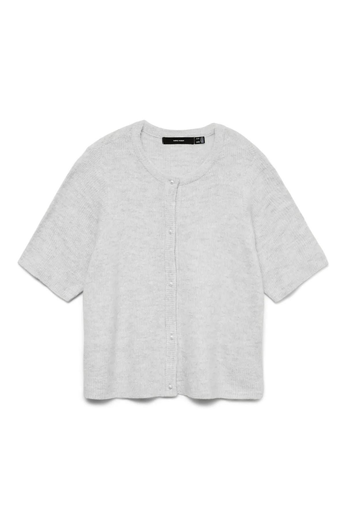 Lefile 2/4 O-Neck Pearl Cardigan – Hellgrau Melange - Image 5