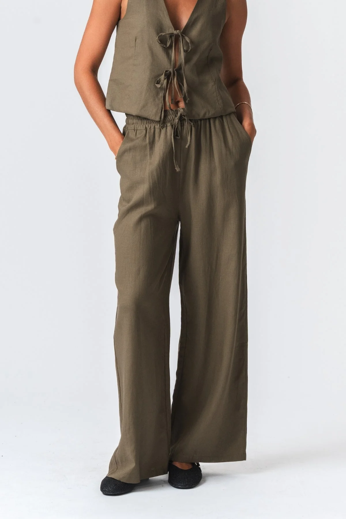 Leinen Pants - Grün