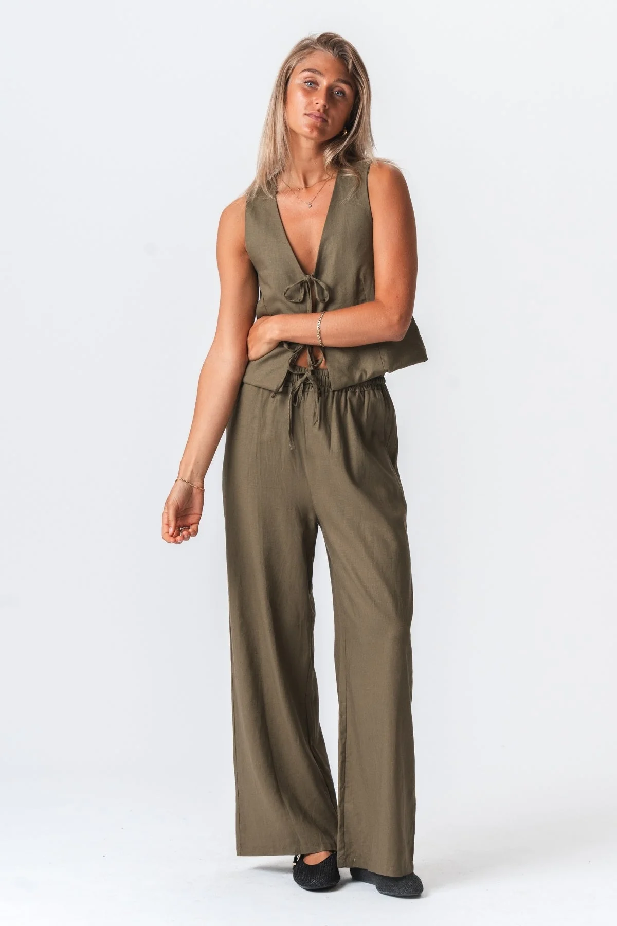 Leinen Pants - Grün - Image 4