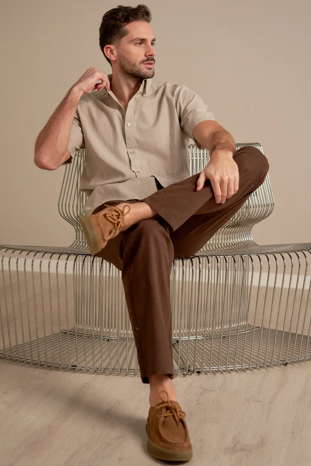 Leinen Pants - Kaffee - Image 2