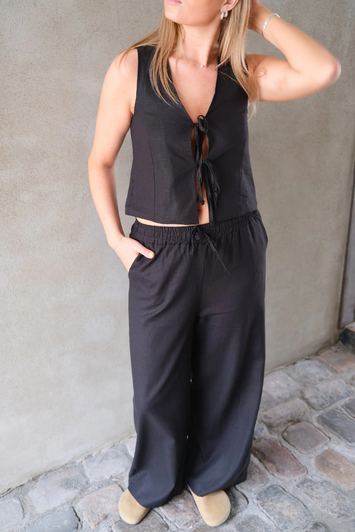 Leinen Pants - Schwarz - Image 2