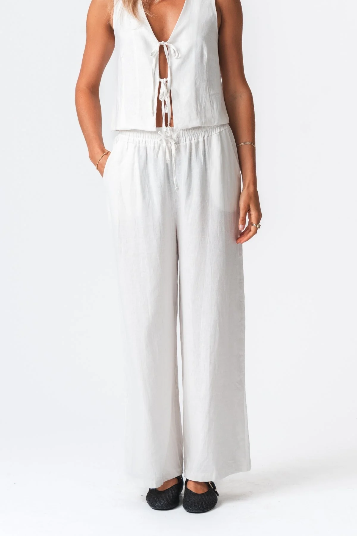 Leinen Pants - Weiß