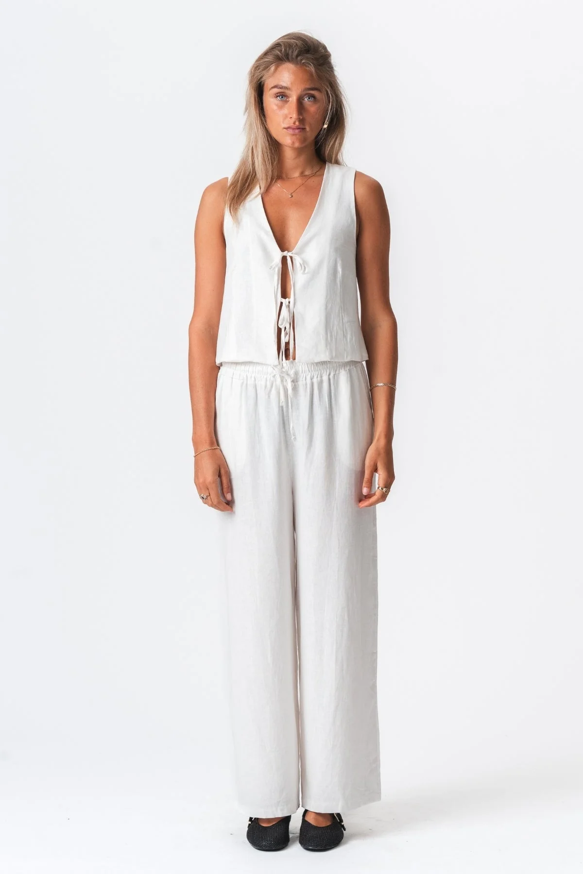 Leinen Pants - Weiß - Image 4