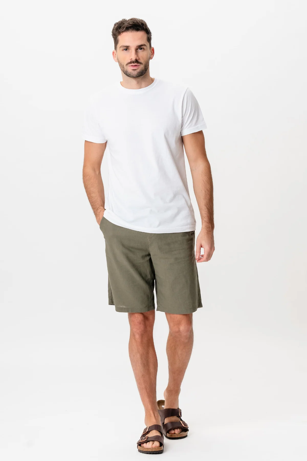Leinen Shorts - Armee - Image 4