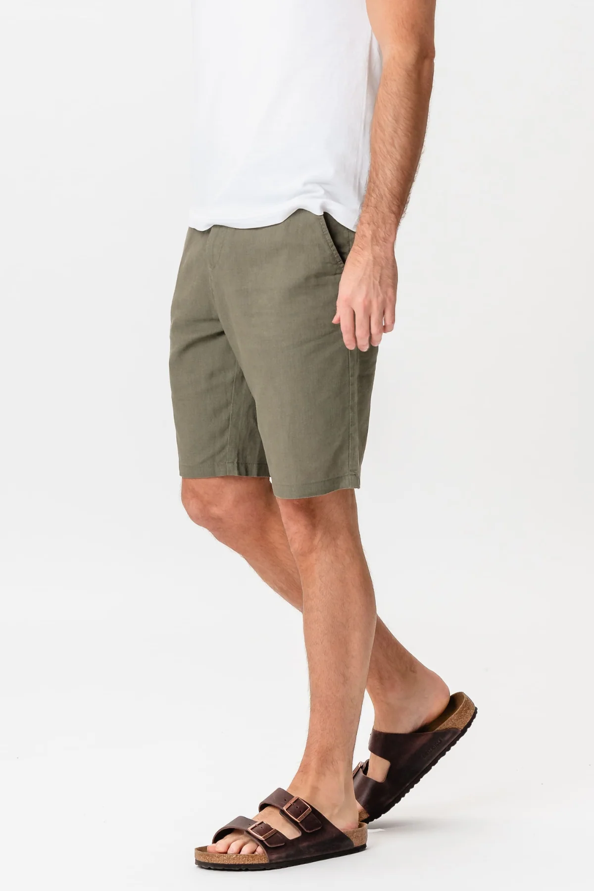 Leinen Shorts - Armee - Image 5