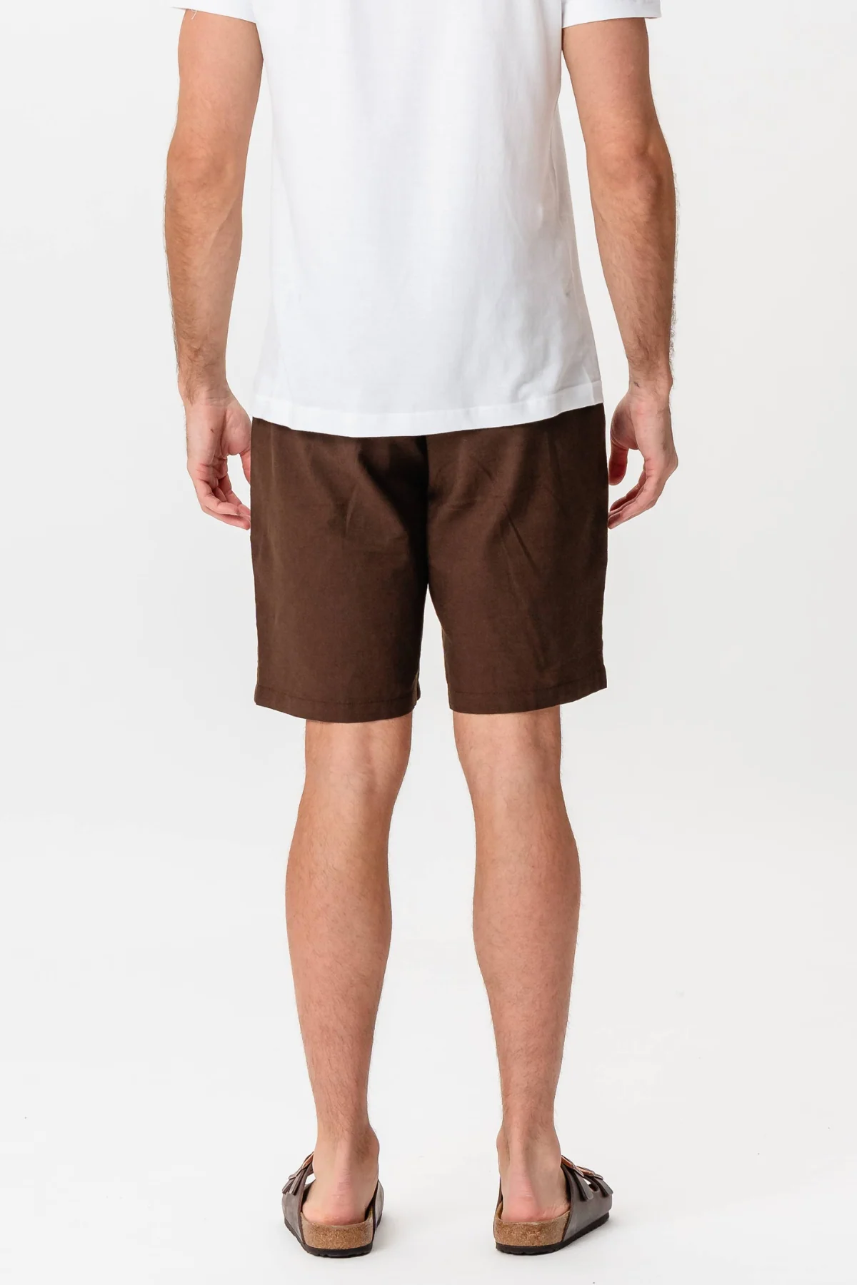 Leinen Shorts - Kaffee - Image 4