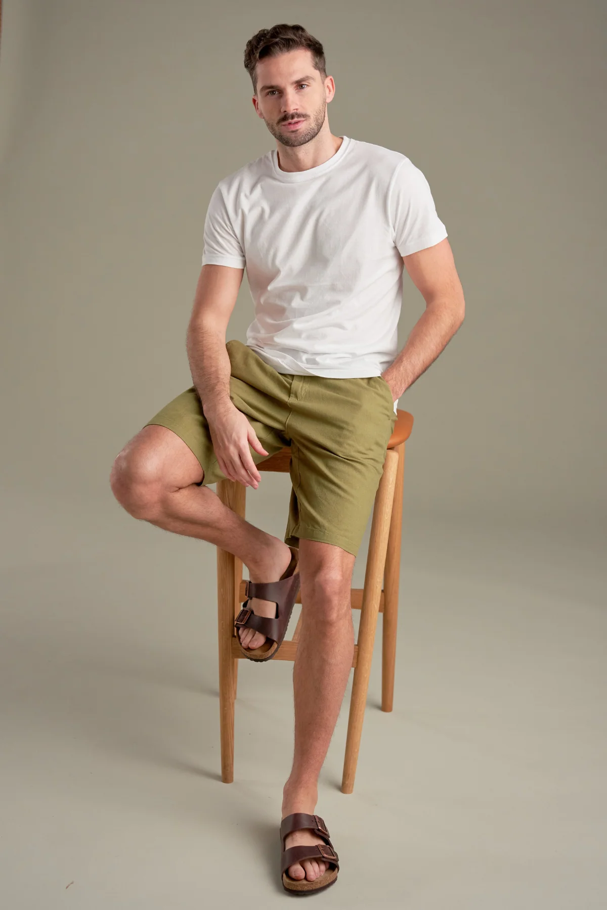 Leinen Shorts - Grün - Image 2